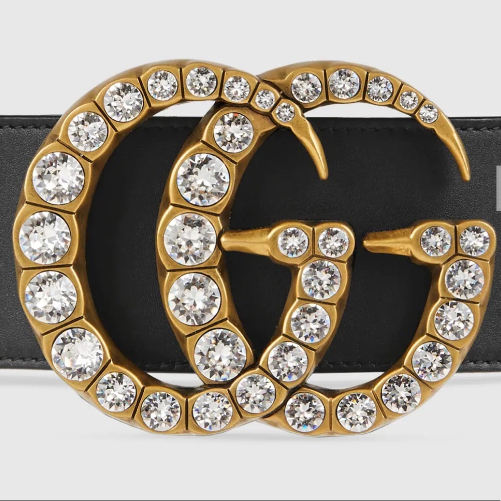 GUCCI Rhinestone Accents Leather Waist Belt - Picture 2 of 13